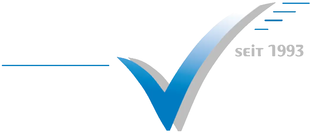 Logo der Schreinerei Kälin AG mit stilisiertem blauen Haken, repräsentiert handwerkliche Qualität und Tradition seit 1993.